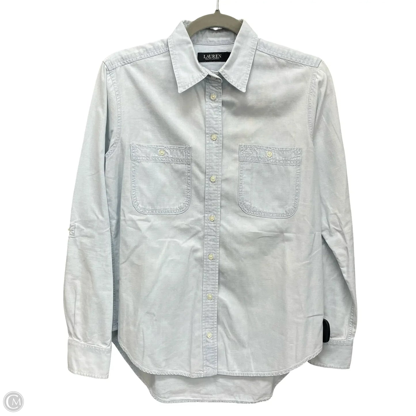 Top Long Sleeve By Lauren By Ralph Lauren In Blue Denim, Size: S