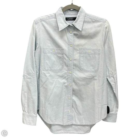 Top Long Sleeve By Lauren By Ralph Lauren In Blue Denim, Size: S