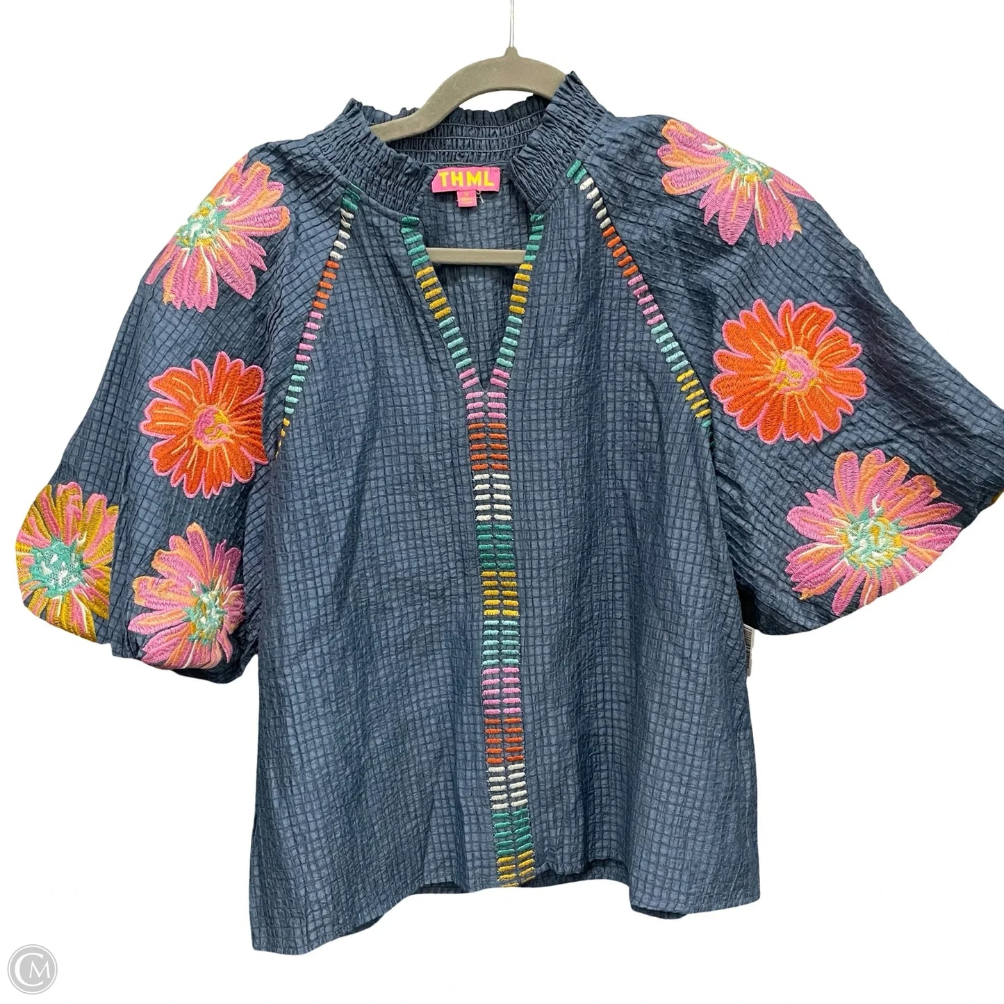 Top Short Sleeve By Thml In Blue, Size: M