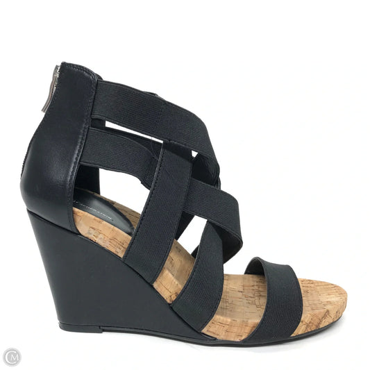 Sandals Heels Wedge By Bcbgeneration In Black & Tan, Size: 8.5