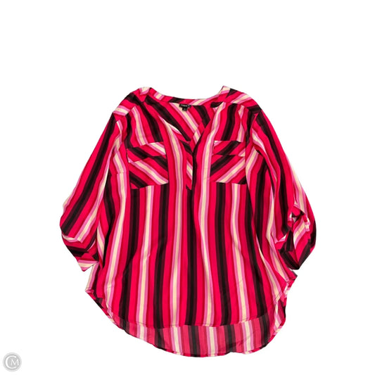 Top 3/4 Sleeve By Torrid In Black & Pink, Size: 3x