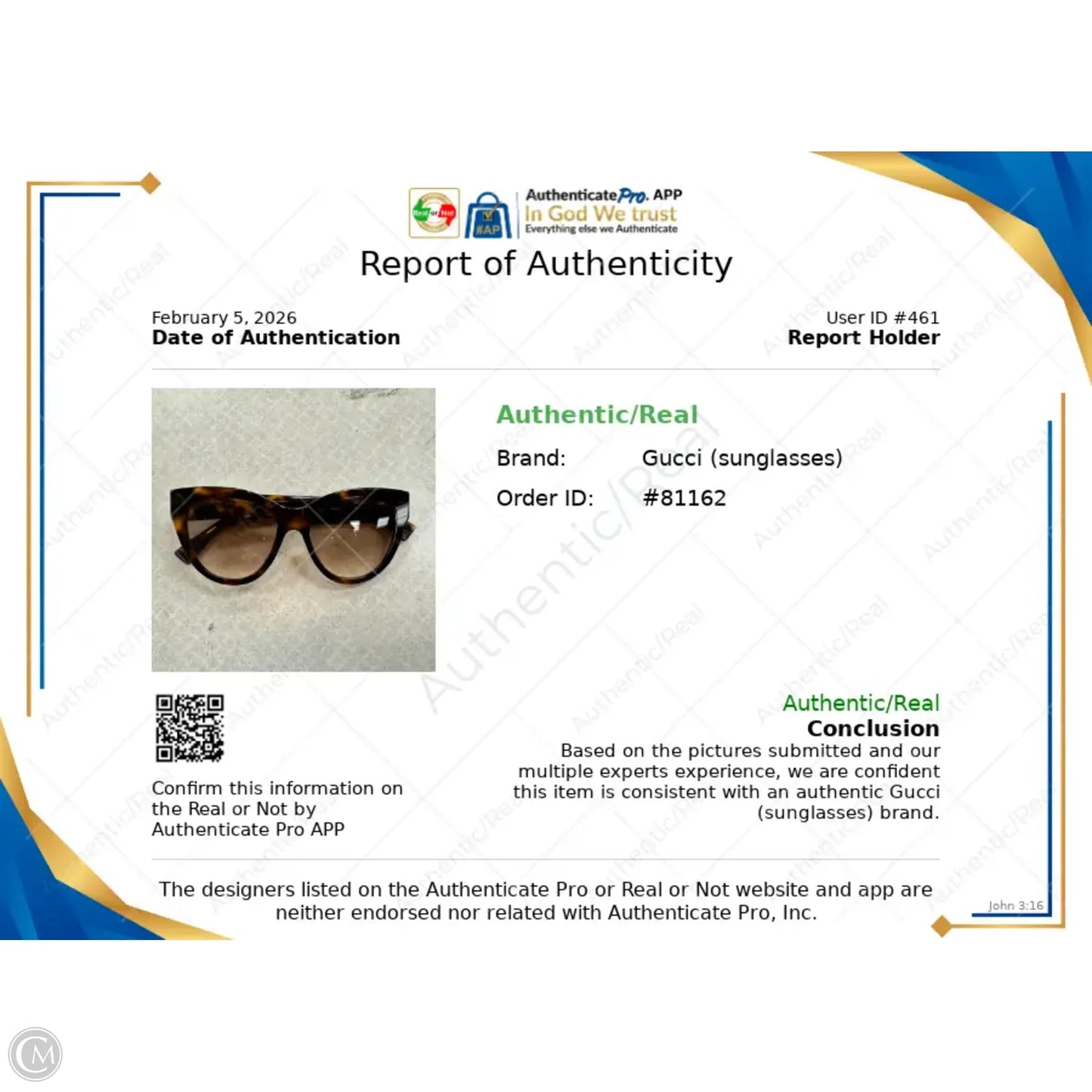 Sunglasses Luxury Designer By Gucci