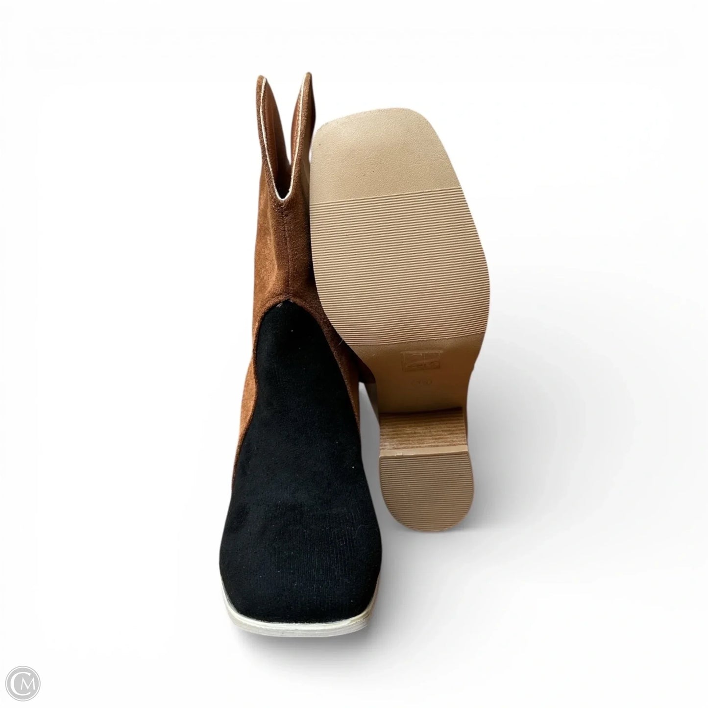 Boots Ankle Heels By Clothes Mentor In Black & Brown, Size: 6