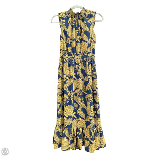 Dress Casual Midi By J. Crew In Blue & Yellow, Size: 0