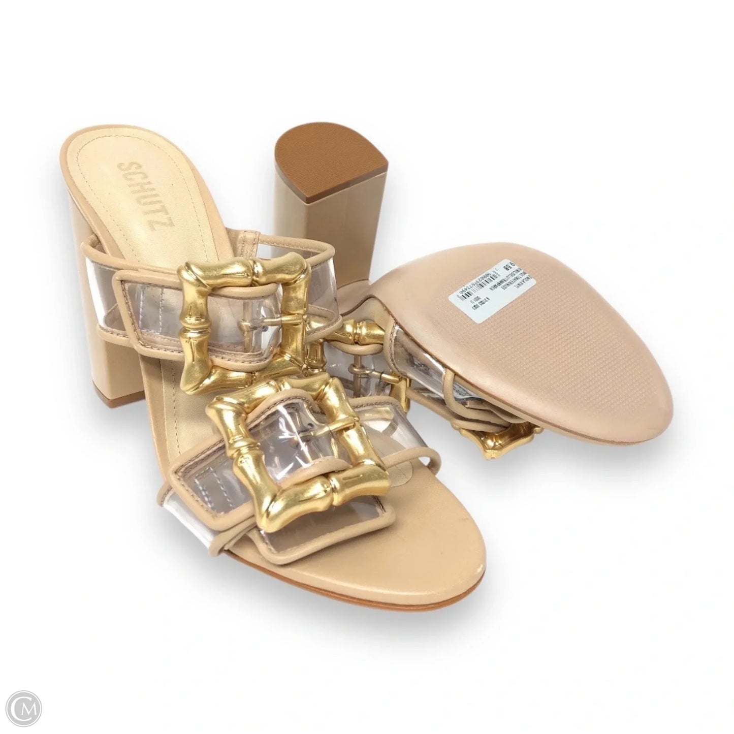 Shoes Heels Block By Schutz In Gold & Tan, Size: 9.5