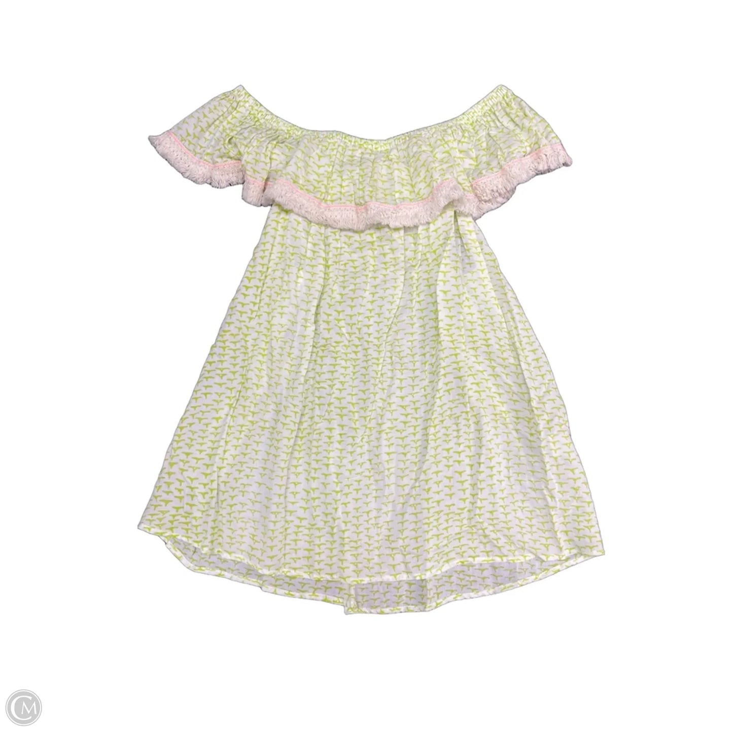 Top Short Sleeve By Roller Rabbit In Green & White, Size: M