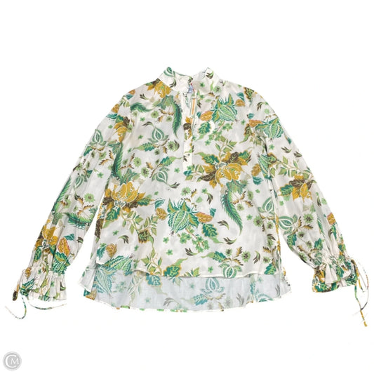 Top Long Sleeve By Antonio Melani In Cream & Green, Size: Xs
