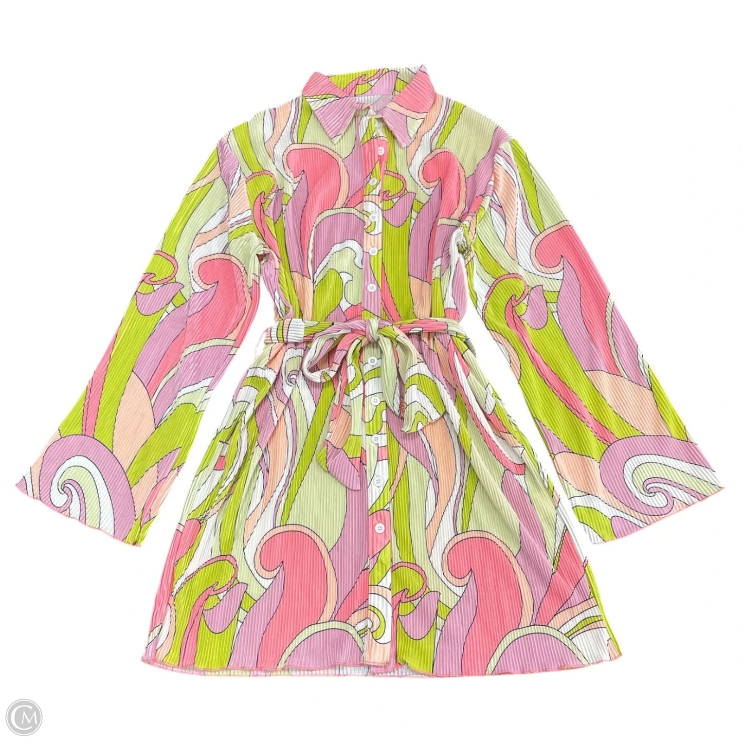 Dress Casual Short By Cme In Green & Pink, Size: M