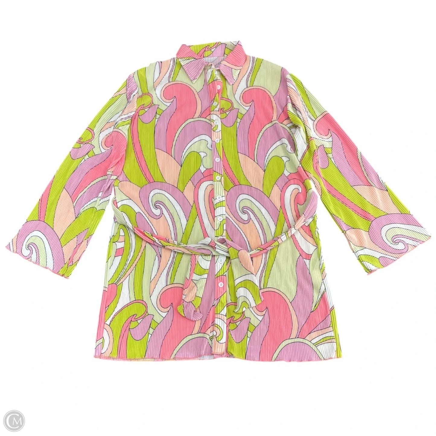 Dress Casual Short By Cme In Green & Pink, Size: M
