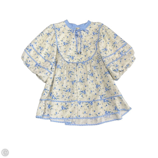 Top Short Sleeve By Entro In Blue & Cream, Size: 2x