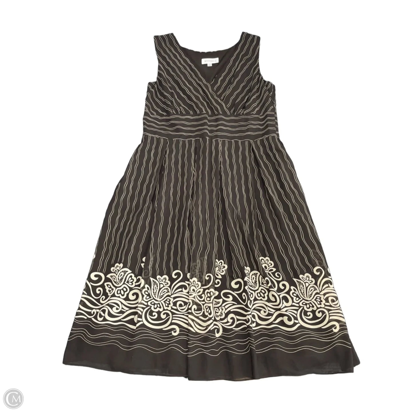 Dress Casual Midi By Studio 1 In Brown & Cream, Size: 16