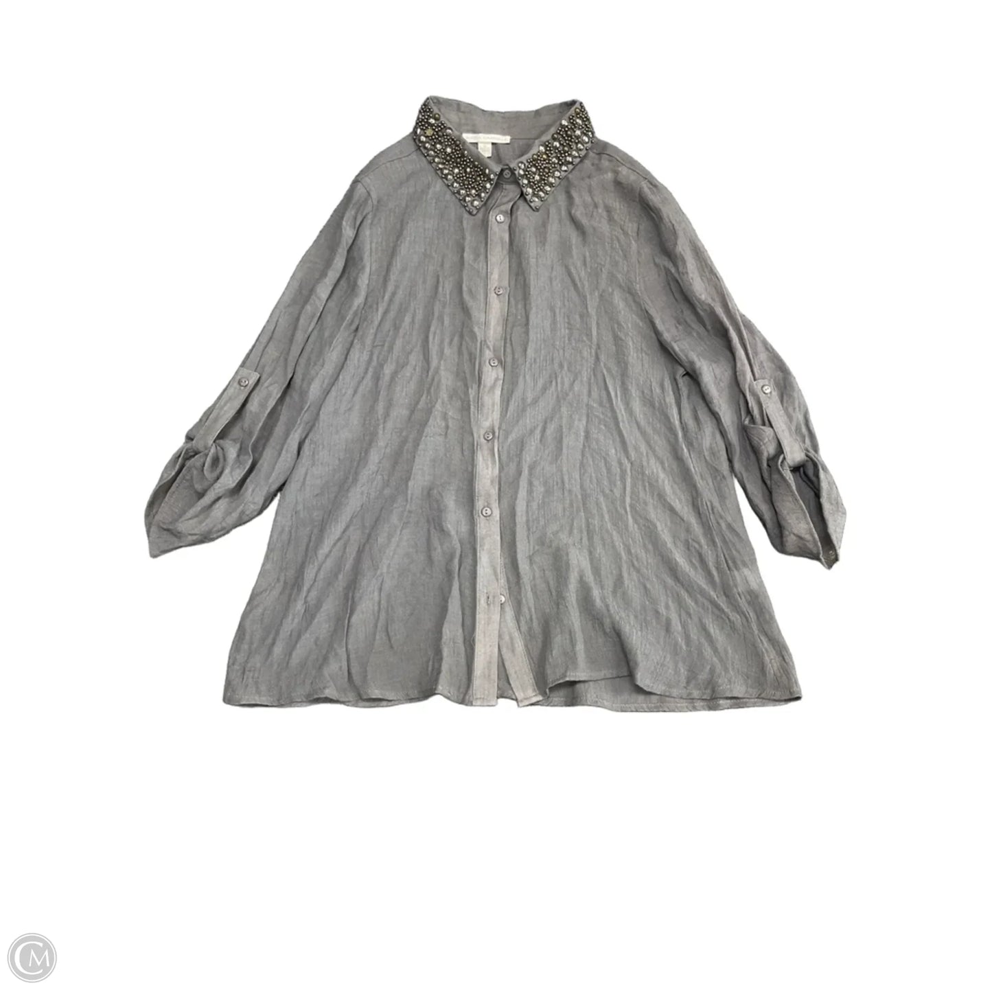 Top Long Sleeve By Clothes Mentor In Grey, Size: 1x