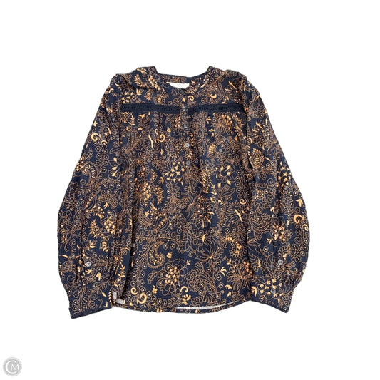 Top Long Sleeve By Time And Tru In Blue & Orange, Size: M