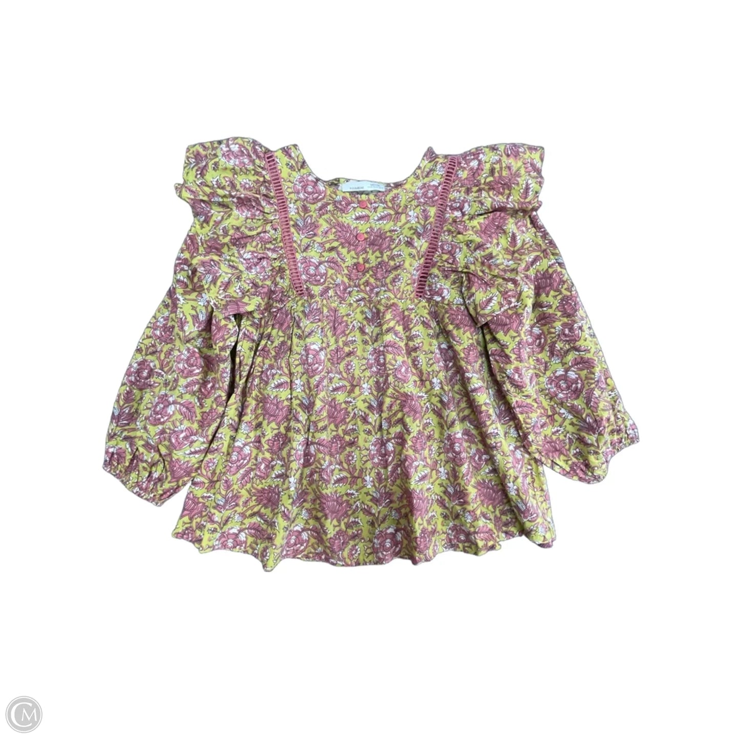 Top Long Sleeve By Pull&bear In Green & Pink, Size: Xs
