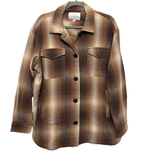 Jacket Shirt By Lucky Brand In Brown, Size: S