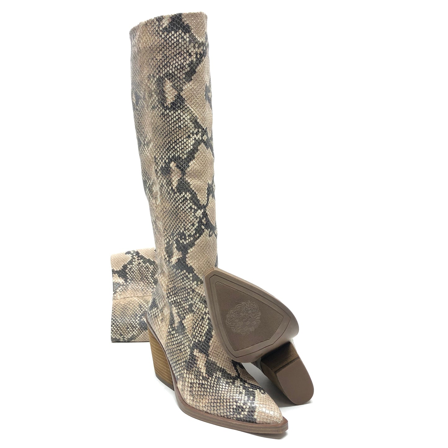 Boots Ankle Heels By Vince Camuto In Snakeskin Print, Size: 7