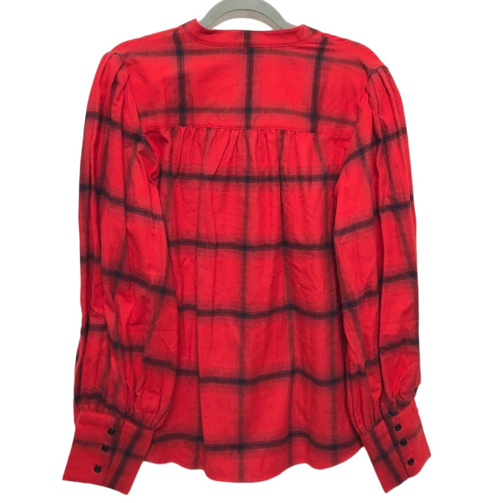 Top Long Sleeve By Banana Republic In Black & Red, Size: L