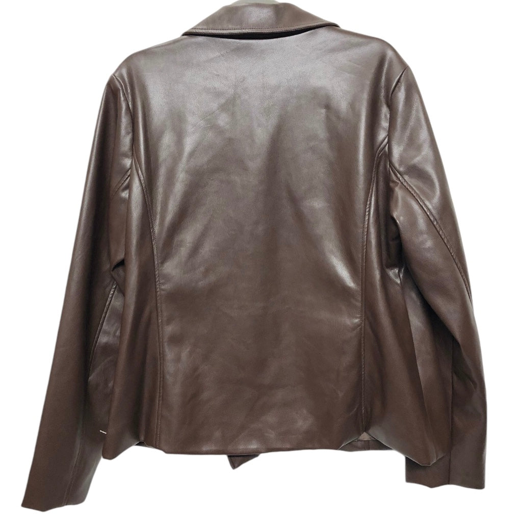 Jacket Moto By Time And Tru In Brown, Size: Xl