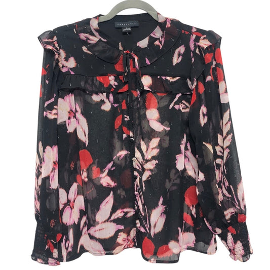 Top Long Sleeve By Sanctuary In Black & Pink, Size: S