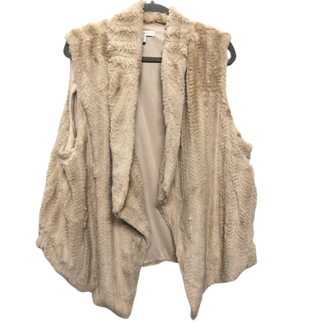 Vest Faux Fur & Sherpa By Cato In Cream, Size: Xl