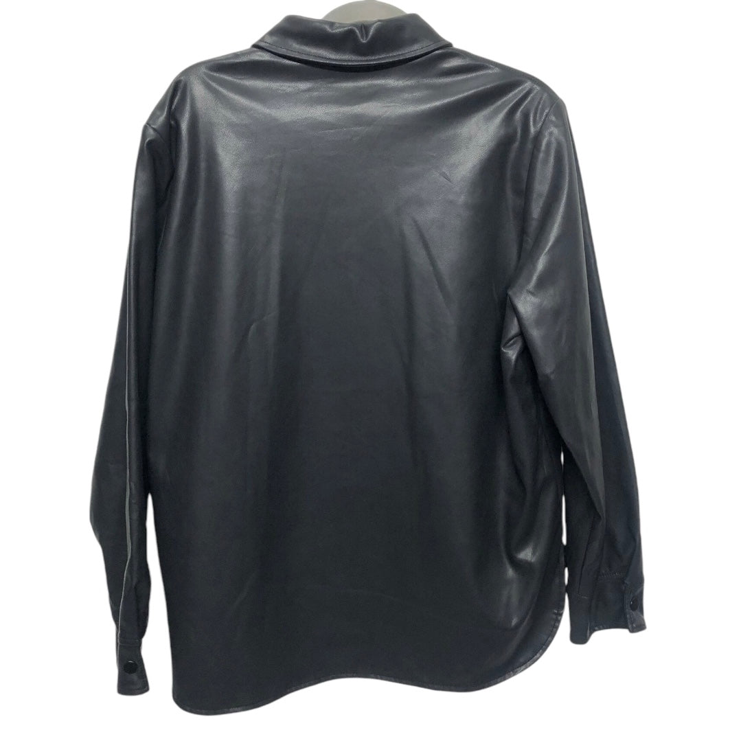 Jacket Shirt By Topshop In Black, Size: M