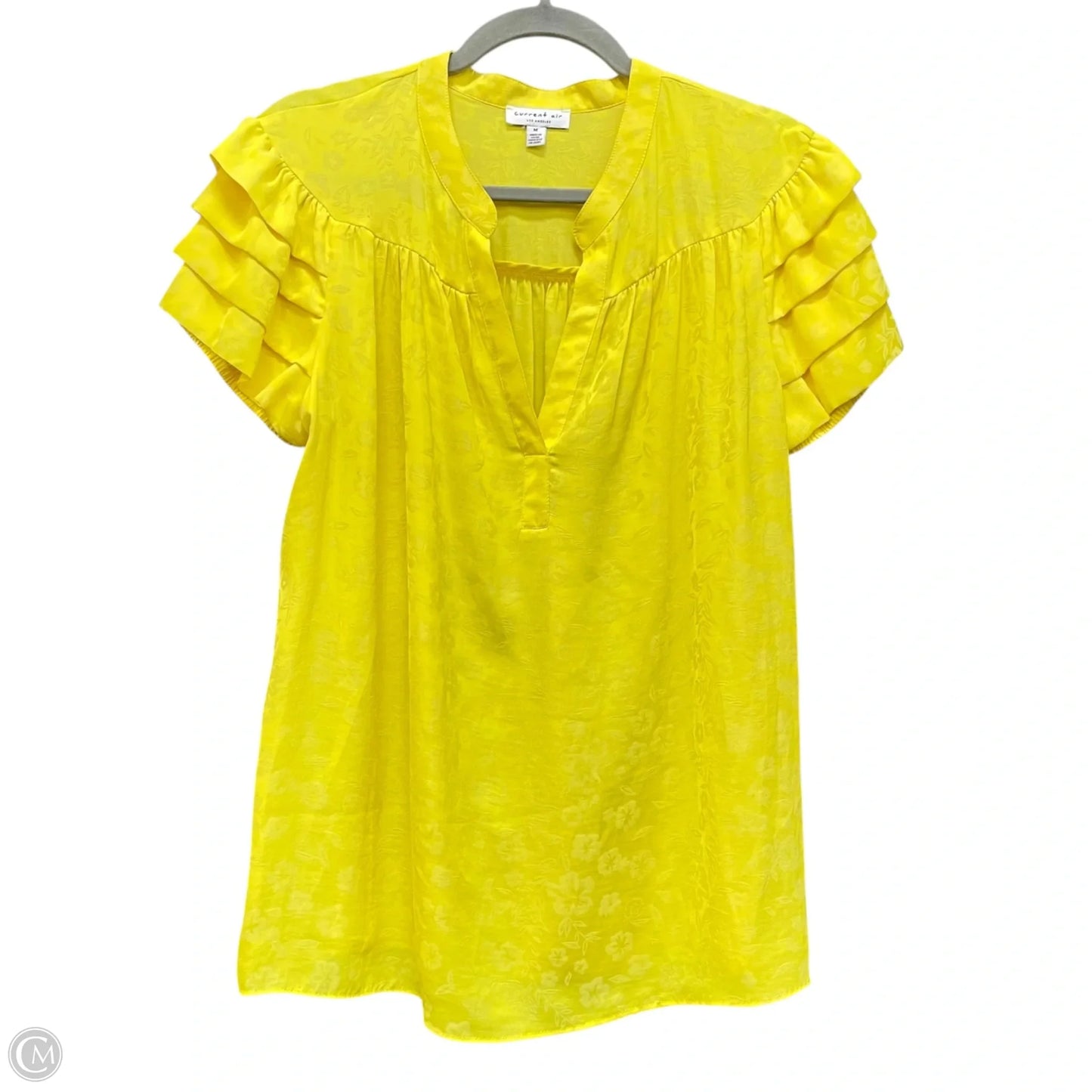 Blouse Short Sleeve By Current Air In Yellow, Size: M