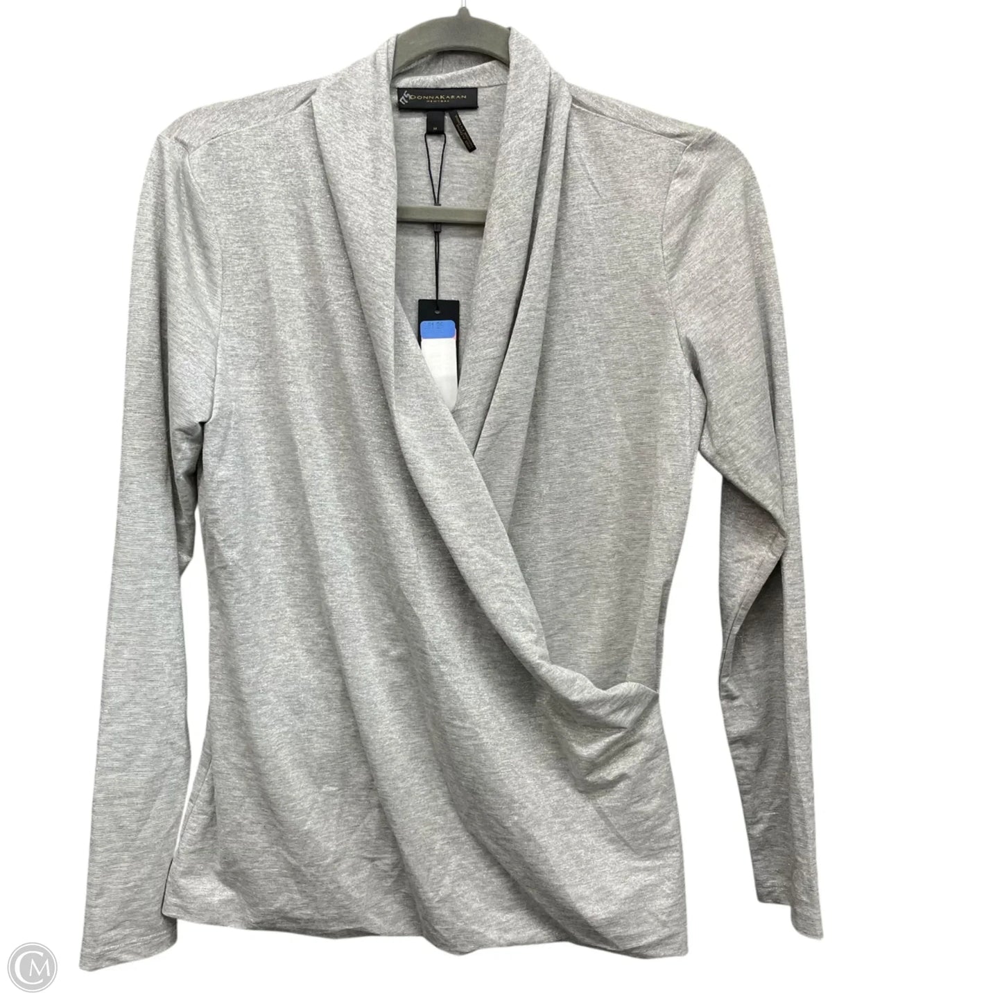 Top Long Sleeve By Donna Karan In Grey, Size: M