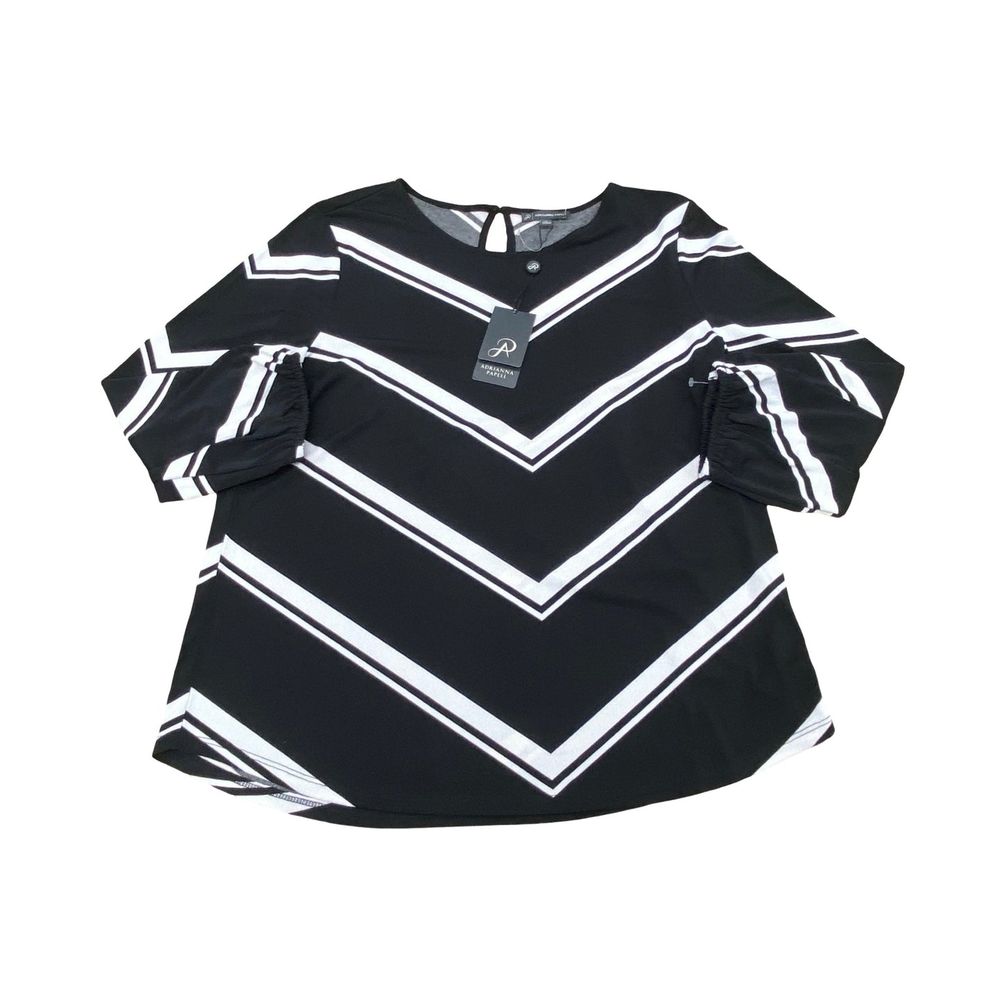 Top Ls By Adrianna Papell In Black & White, Size:L