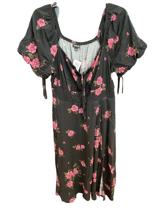 Dress Casual Midi By Torrid In Black & Pink, Size: L