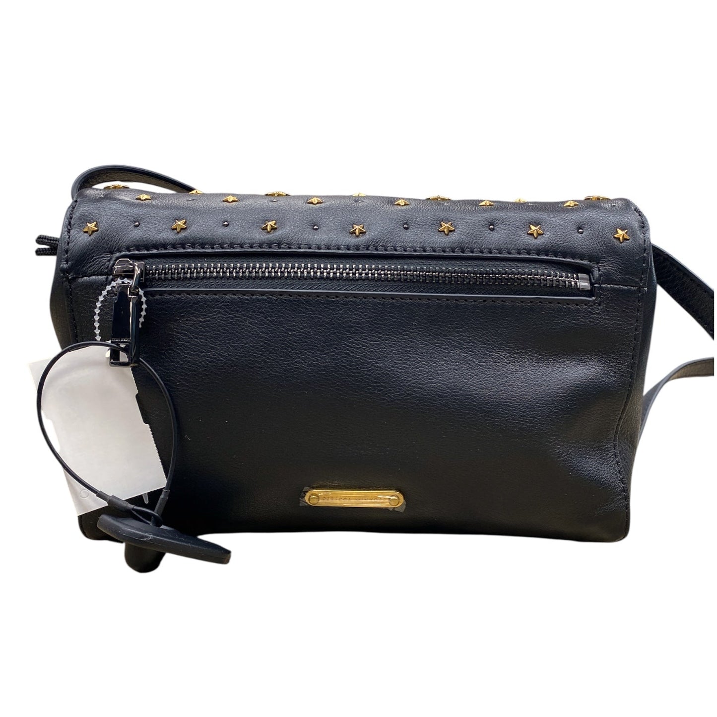 Handbag Designer By Rebecca Minkoff In Black & Gold, Size:Medium