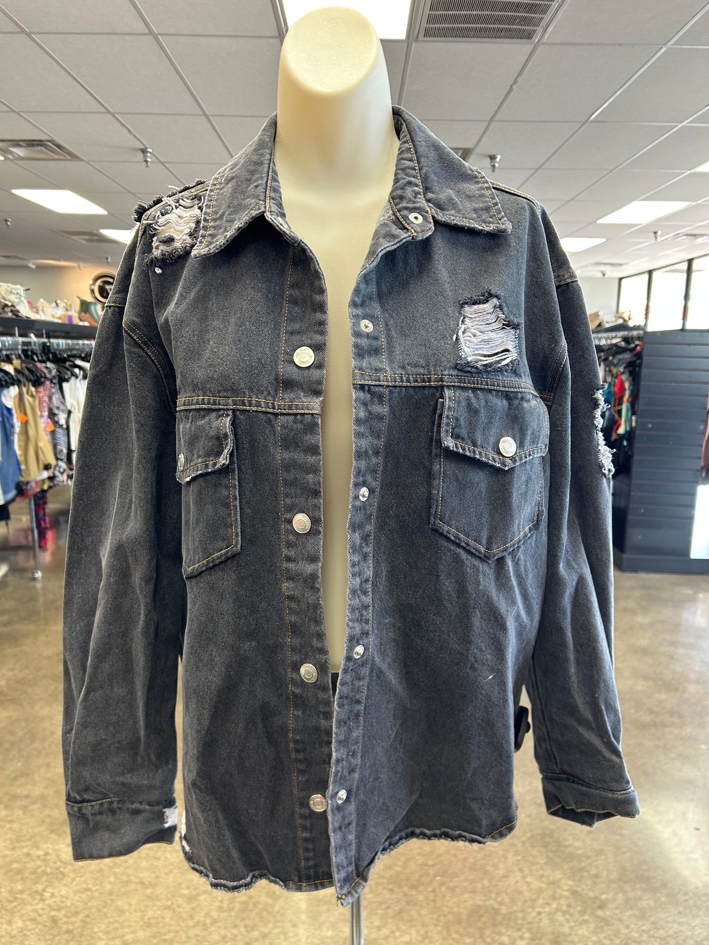 Jacket Denim By Mittoshop In Black, Size:S