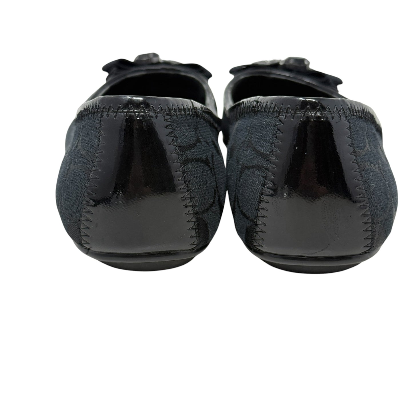 Poppy "Caper" Embellished Ballet Flats Designer By Coach In Black, Size: 9
