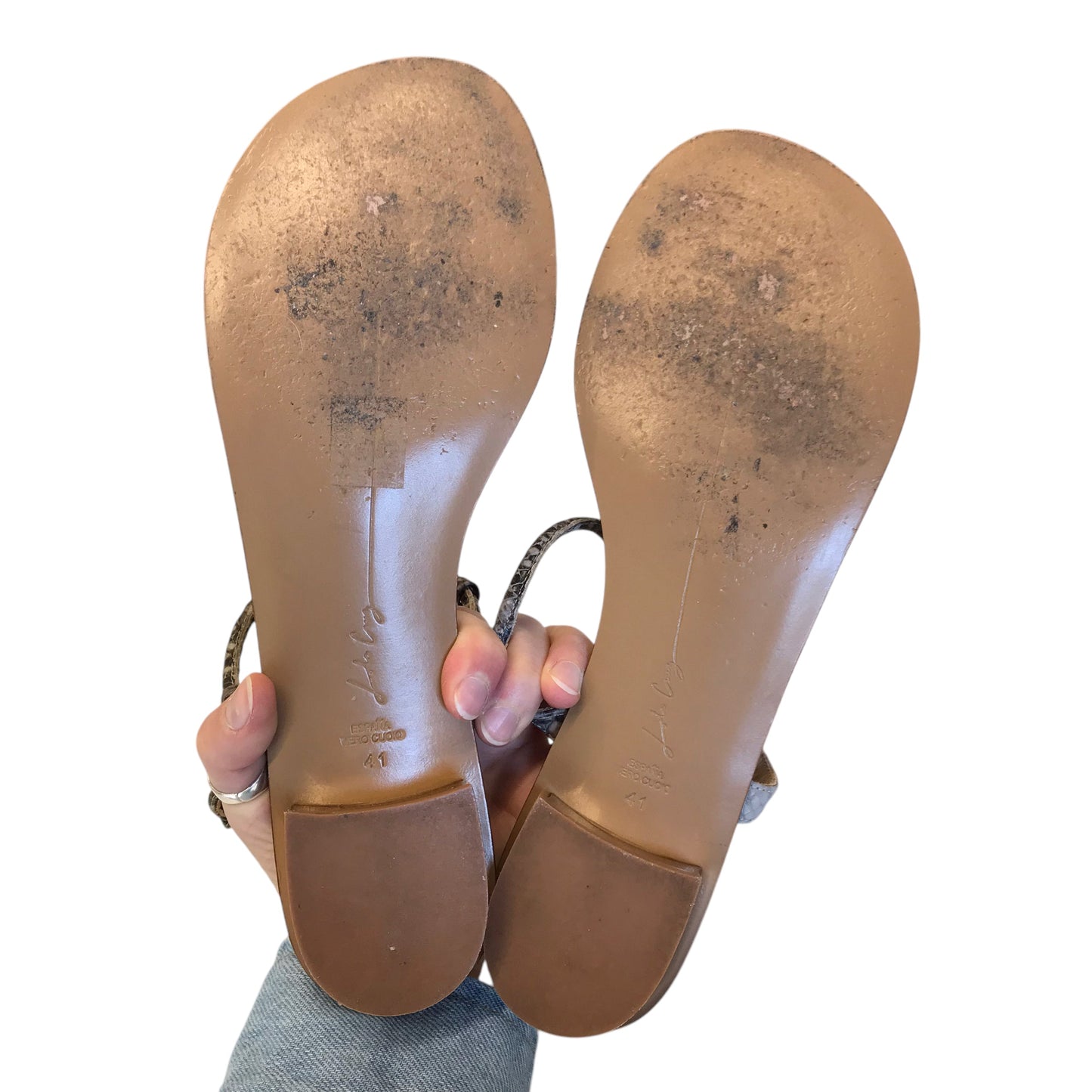 Sandals Flats By Lola Cruz In Snakeskin Print, Size:10.5