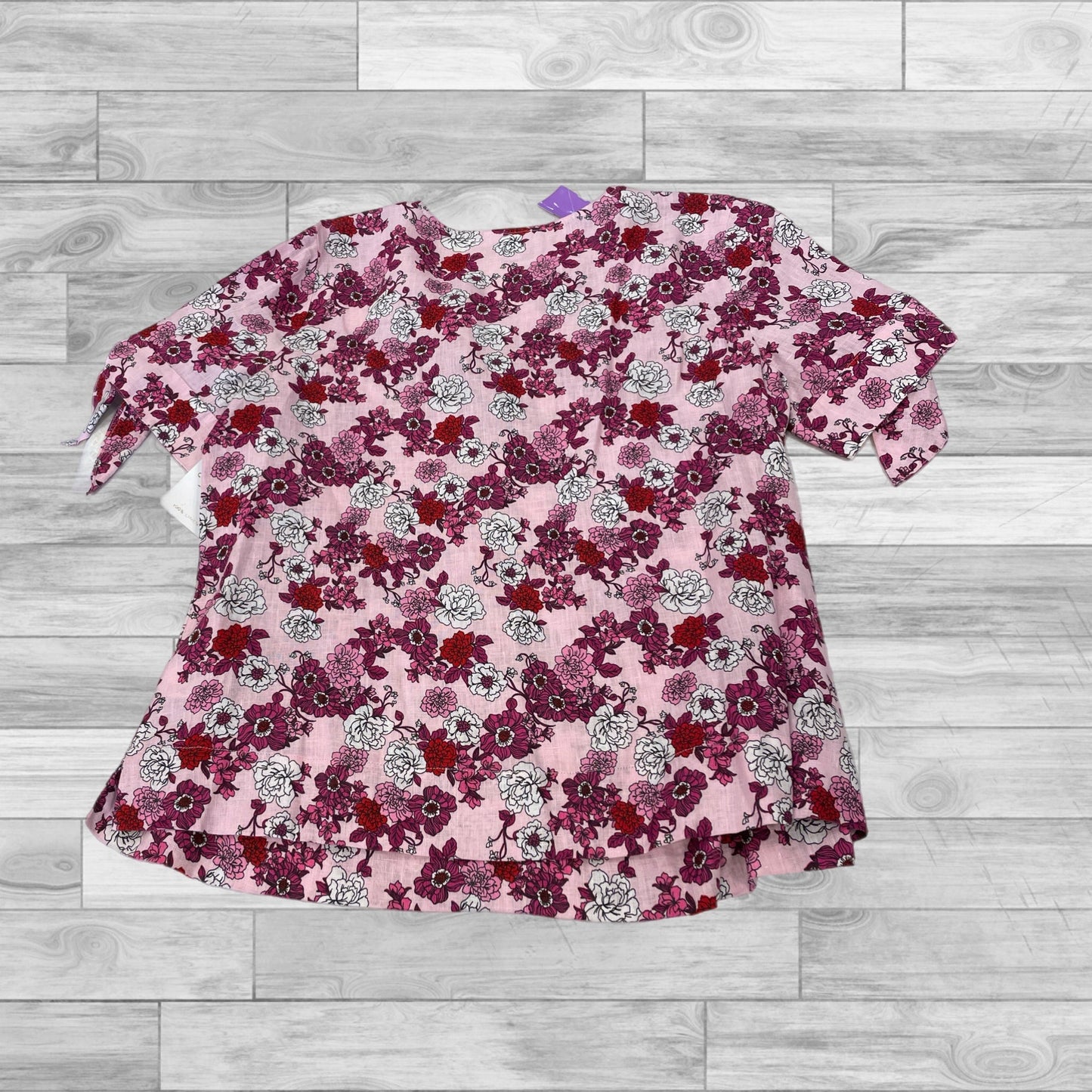 Floral Print Top Short Sleeve Charter Club, Size L