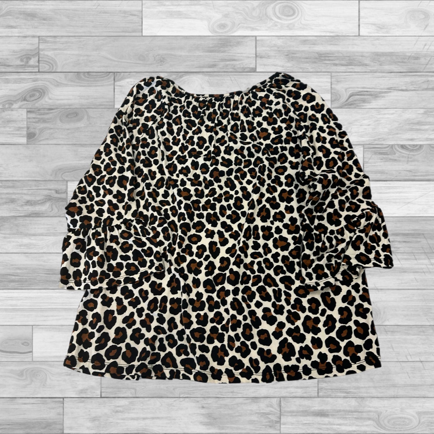 Animal Print Top Long Sleeve Basic Michael By Michael Kors, Size L