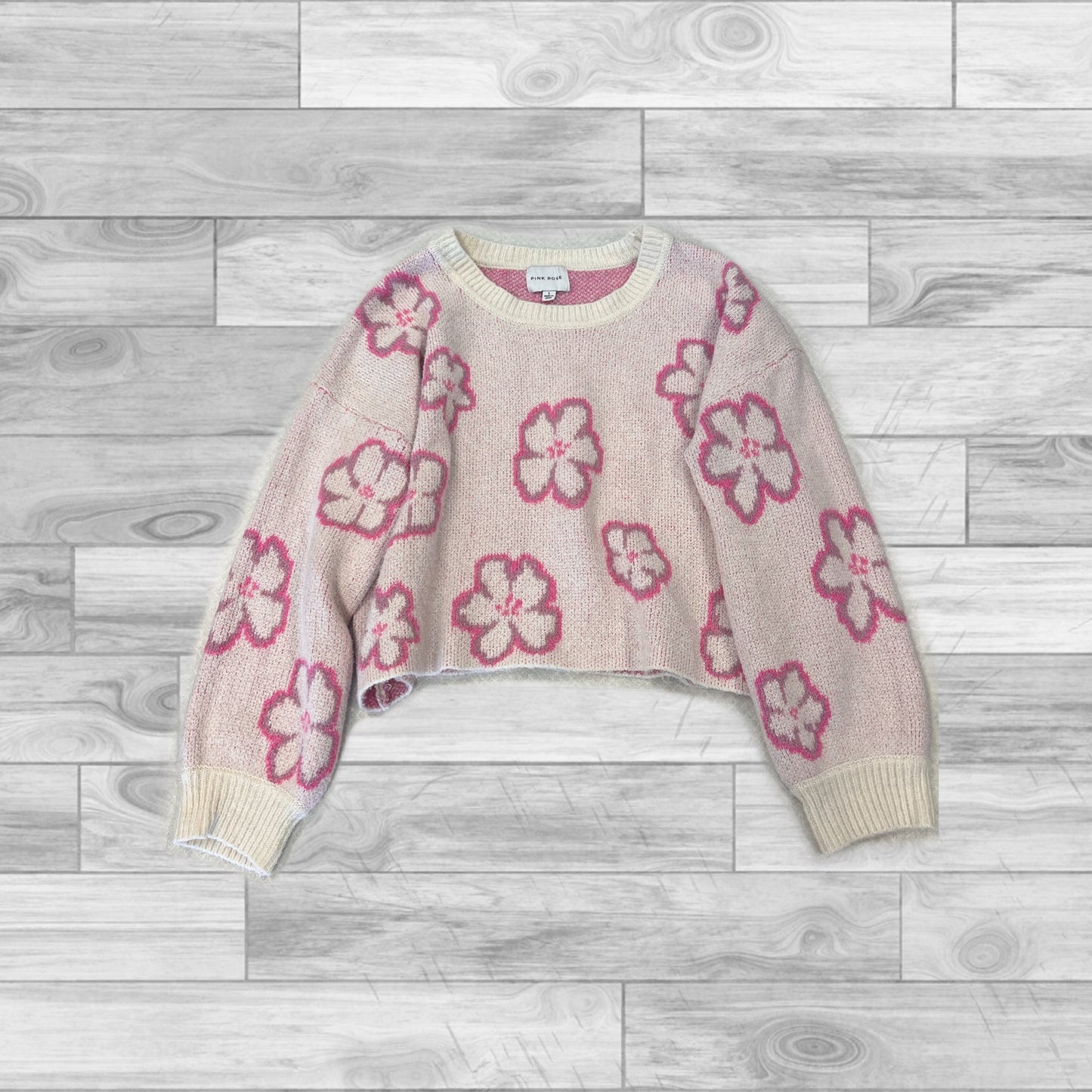 Pink & White Sweater Pink Rose, Size L