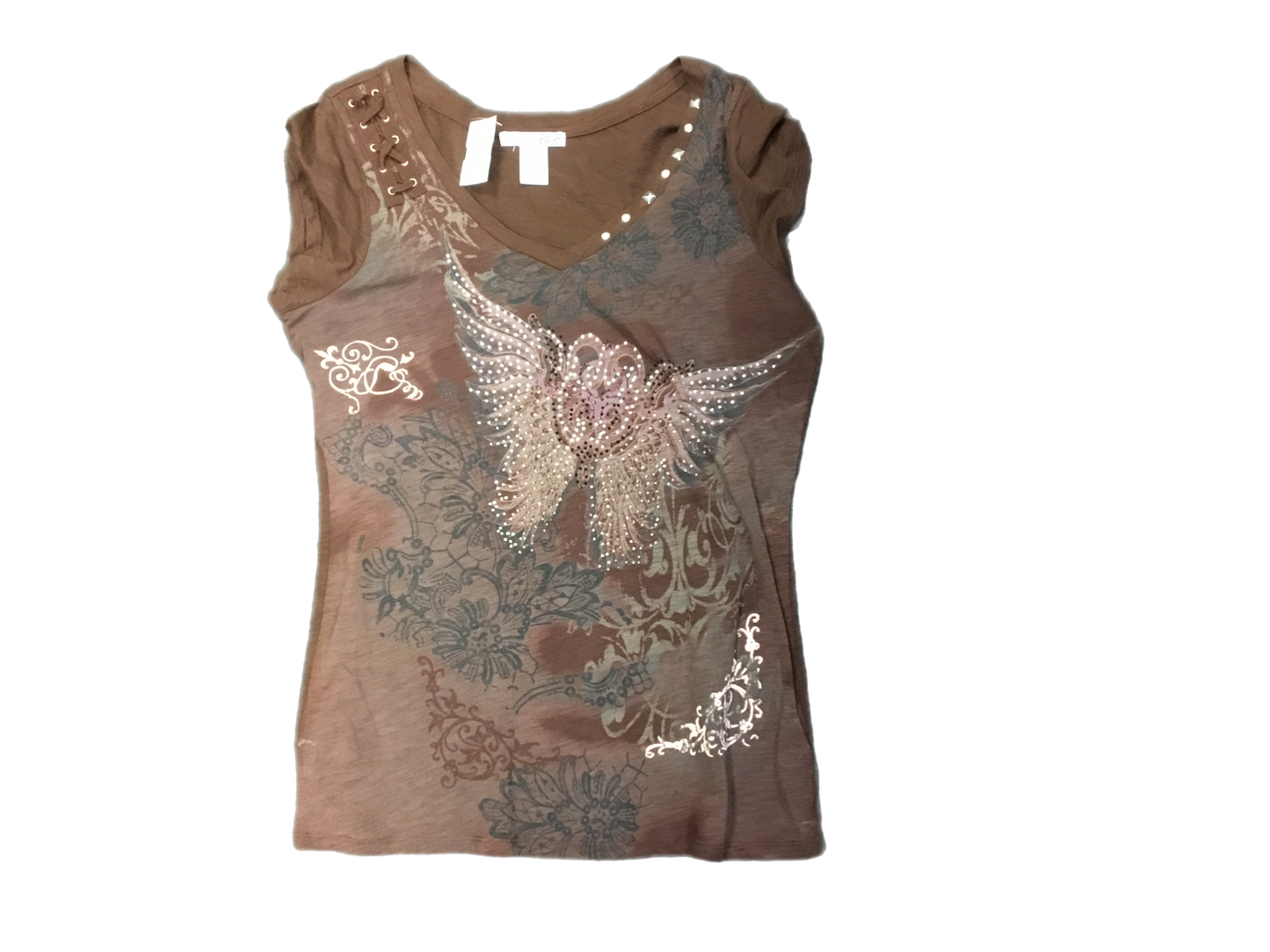 Top Short Sleeve By Rxb In Brown, Size: L