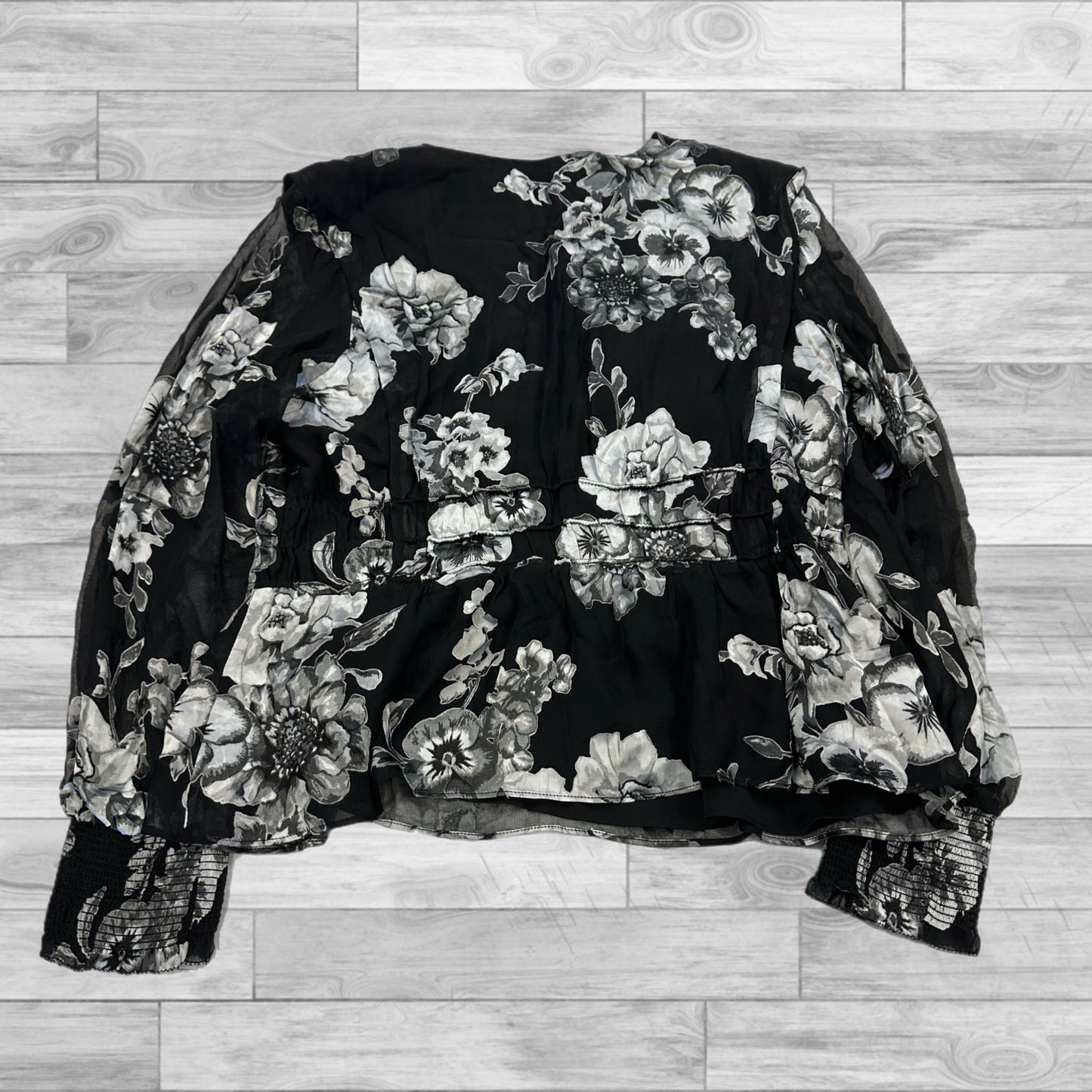 Top Long Sleeve By White House Black Market In Black & Silver, Size: L