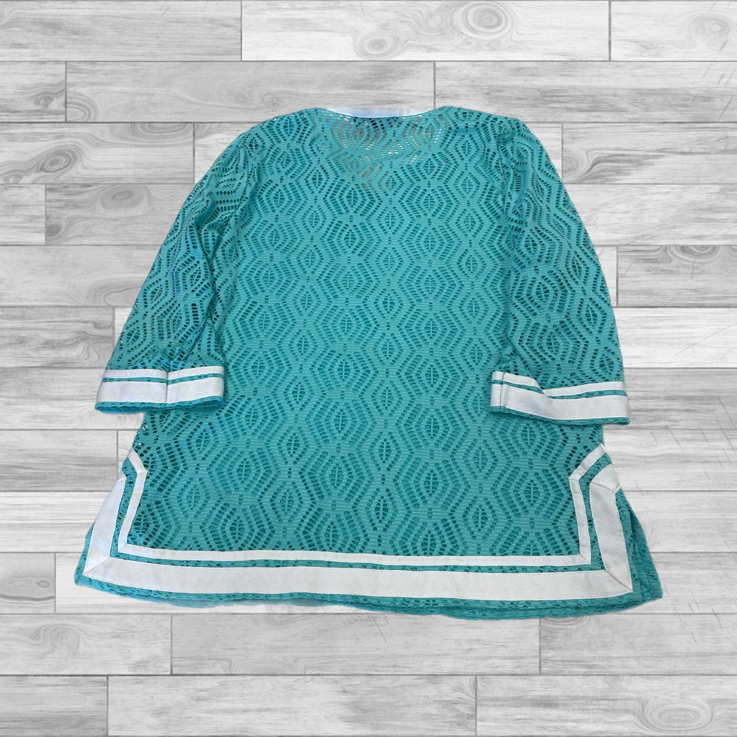 Top 3/4 Sleeve By Peck And Peck In Teal, Size: L