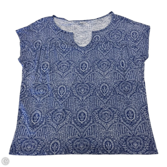 Top Short Sleeve Basic By Loft In Blue & White, Size: Mp