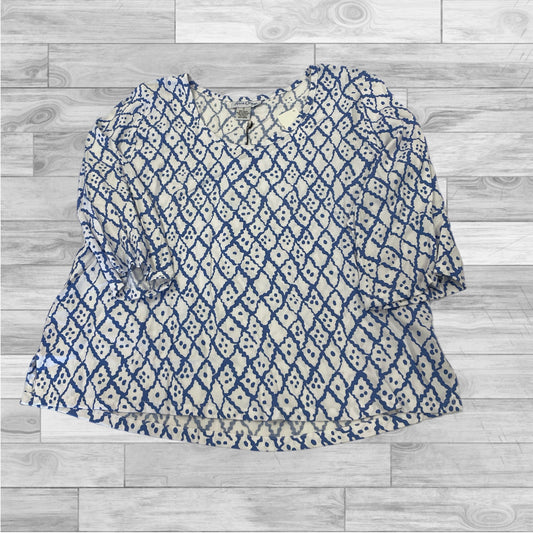 Top Long Sleeve By Clothes Mentor In Blue & White, Size: S