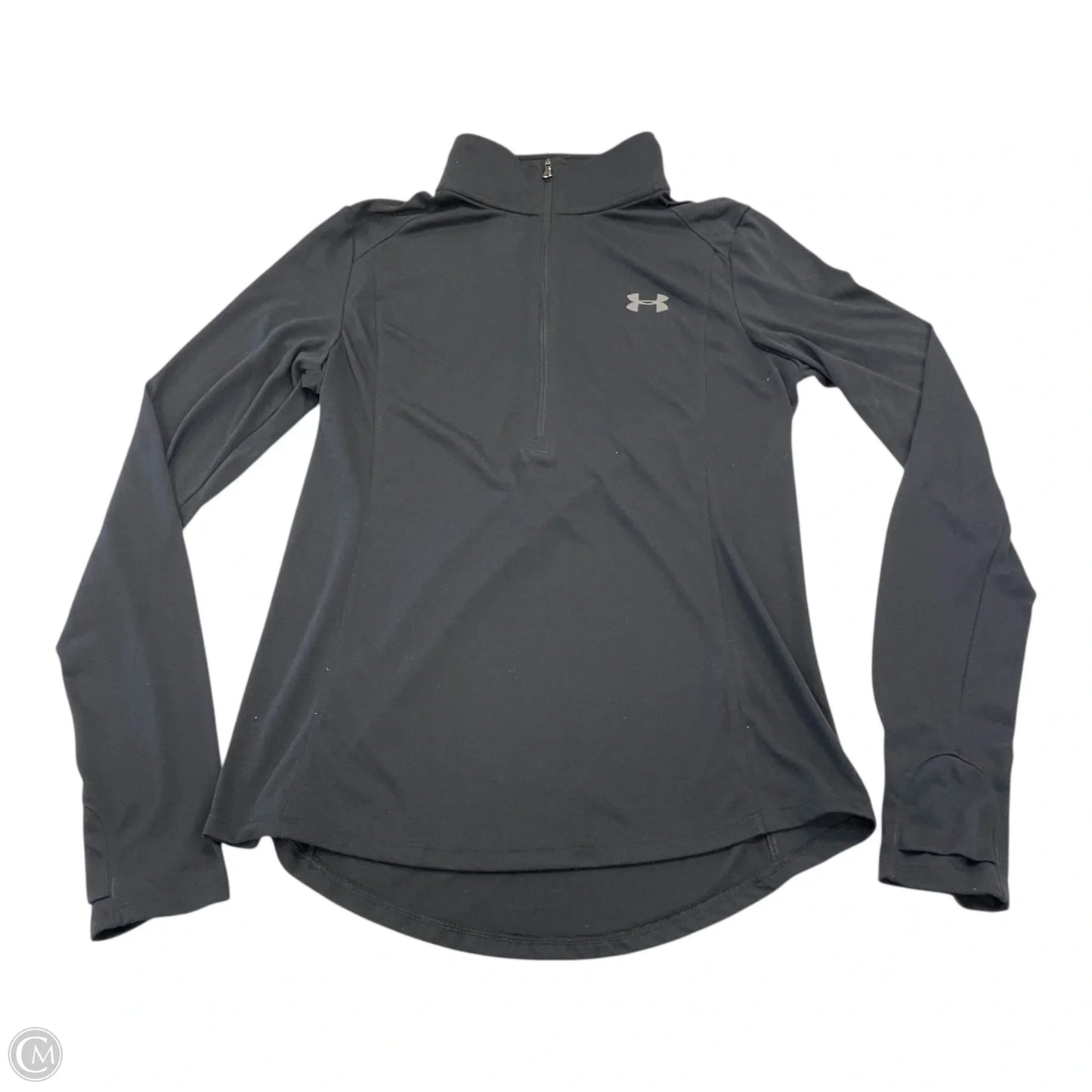 Athletic Top Long Sleeve Collar By Under Armour In Black, Size: S