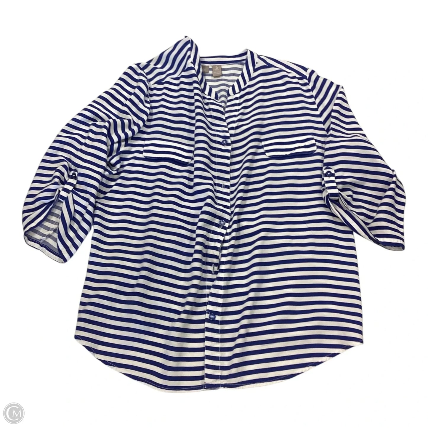 Top Long Sleeve By Chicos In Striped Pattern, Size: Xl