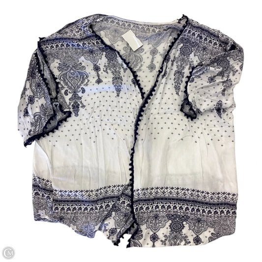 Cardigan By Clothes Mentor In Blue & White, Size: L
