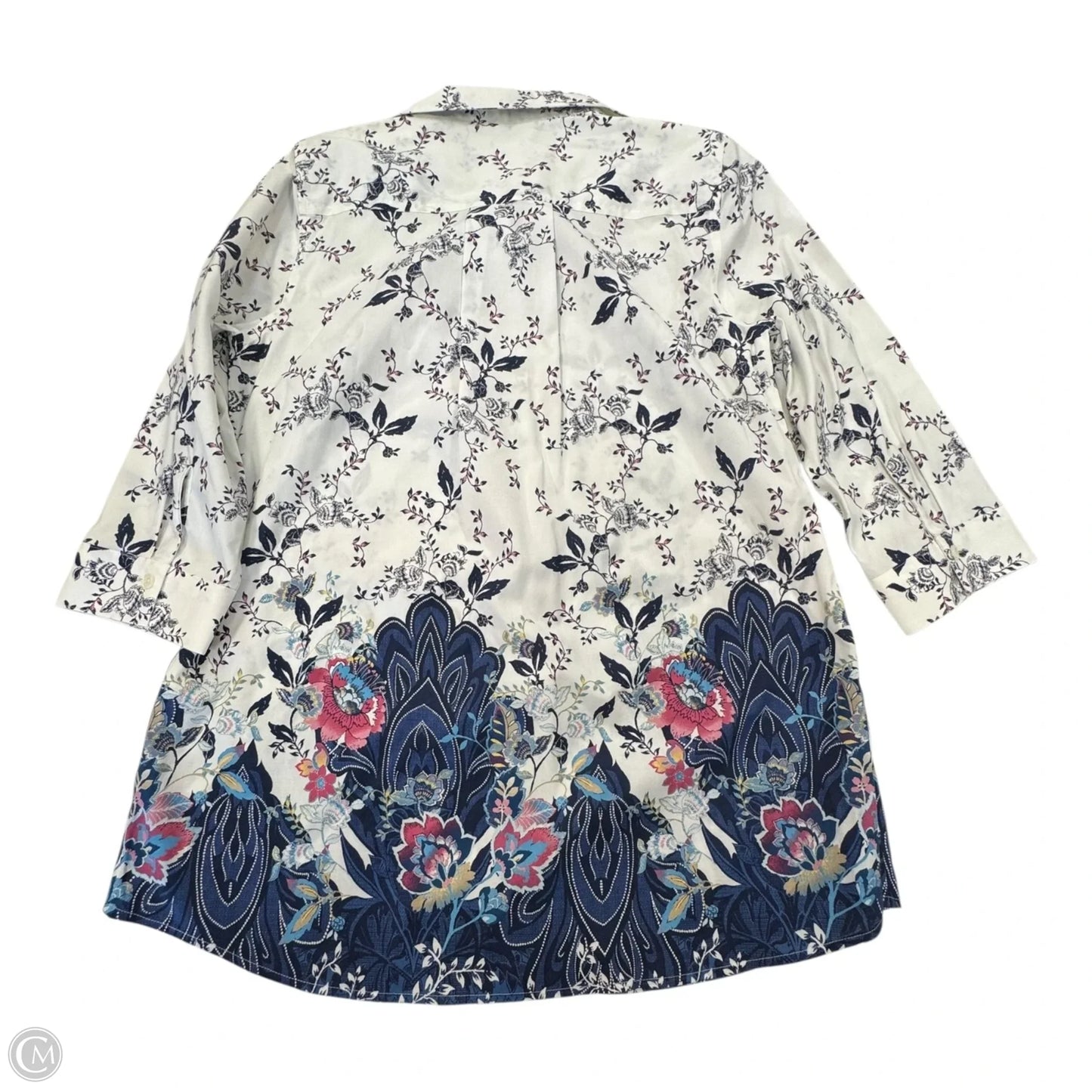 Top Long Sleeve By Chicos In Blue & White, Size: S