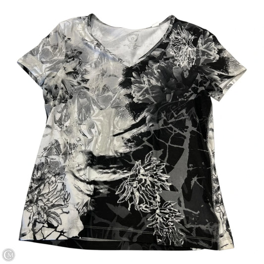 Top Short Sleeve Basic By Chicos In Black & White, Size: M