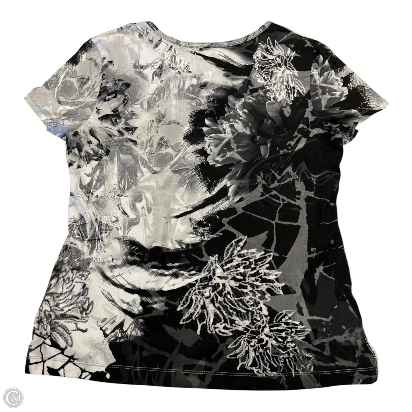 Top Short Sleeve Basic By Chicos In Black & White, Size: M