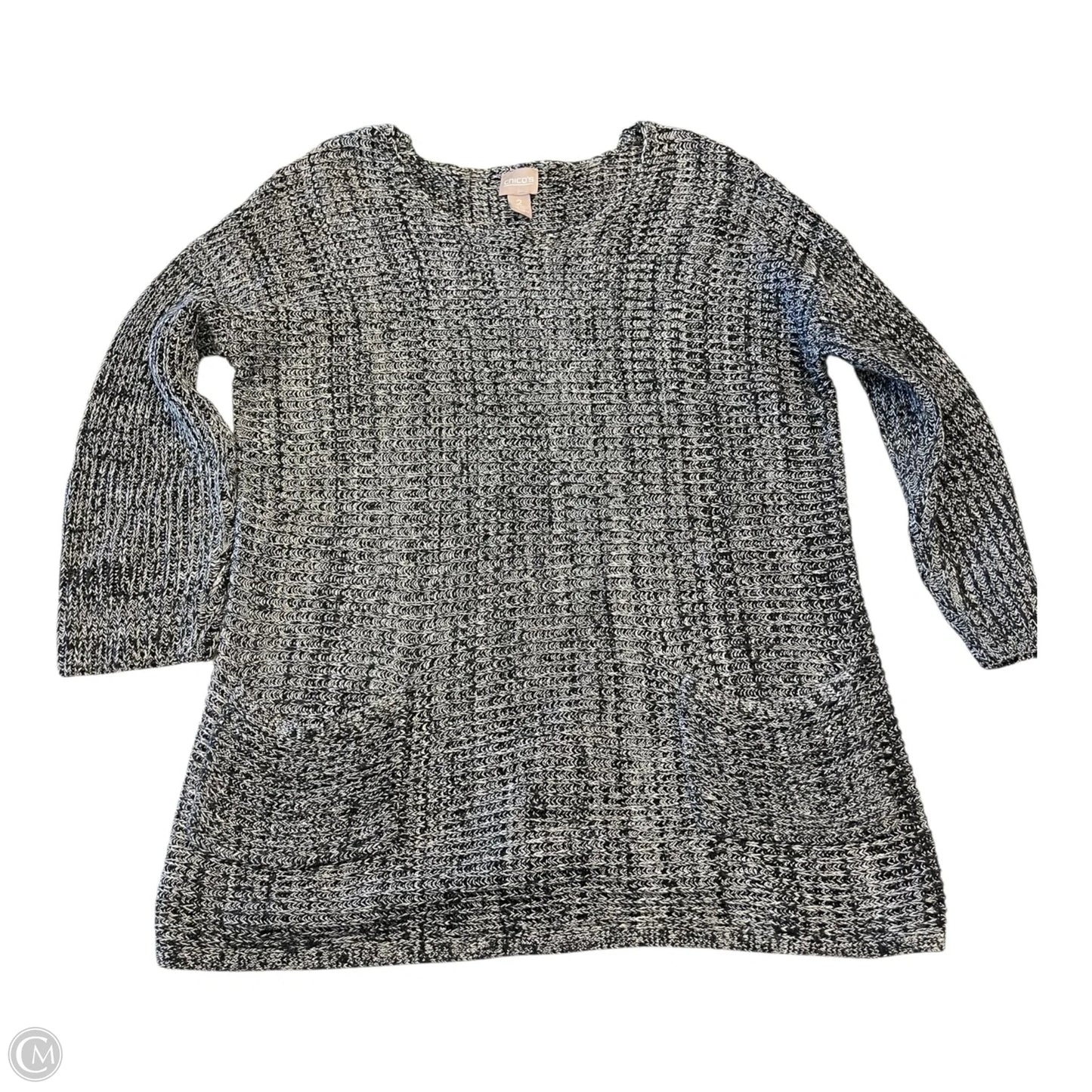 Sweater By Chicos In Black & White, Size: L