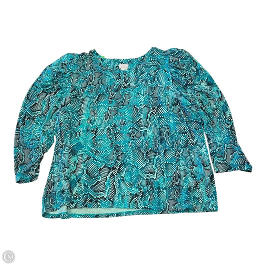 Top Long Sleeve By Chicos In Black & Blue, Size: Xl