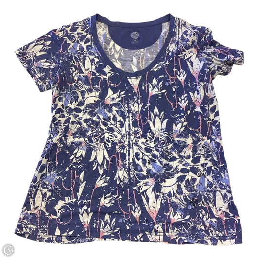 Top Short Sleeve Designer By Tory Burch In Blue & White, Size: S